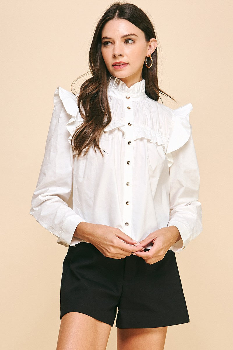 Button Down Ruffled Blouse