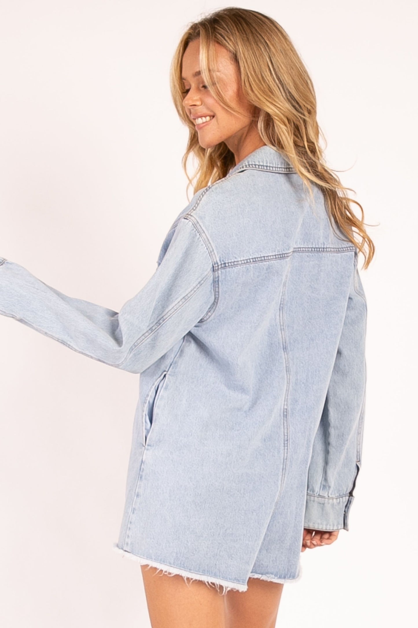 Denim Oversized Button-Down Romper