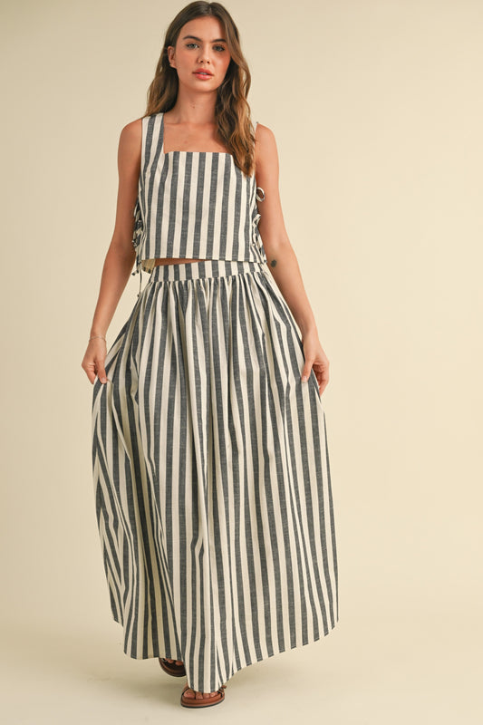 Black and White Side Tie Top