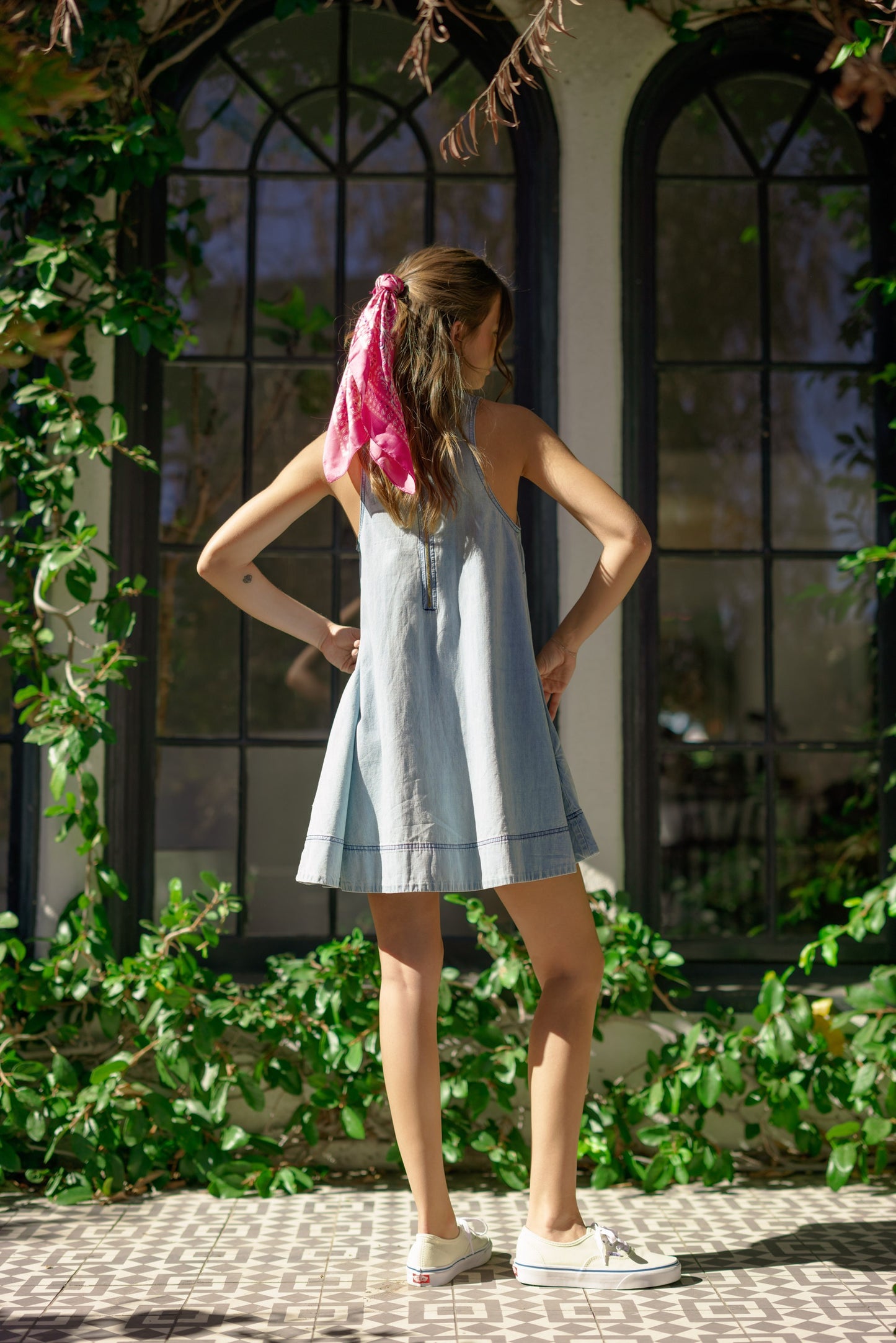 Denim Sleeveless A-Line Mini Dress