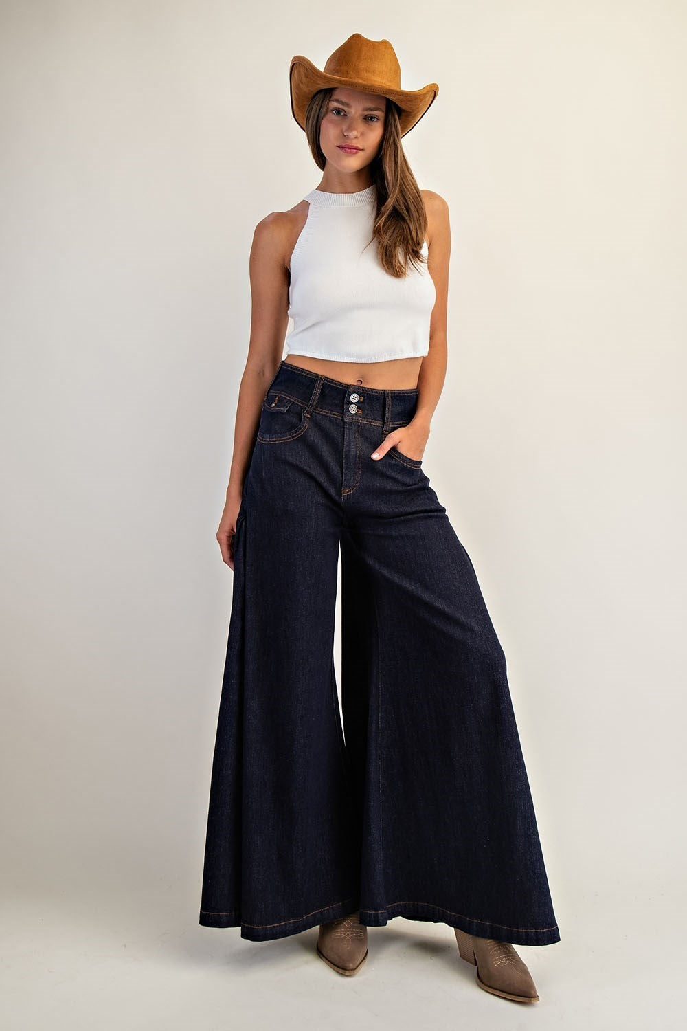 Denim Wide Leg Palazzo Jeans