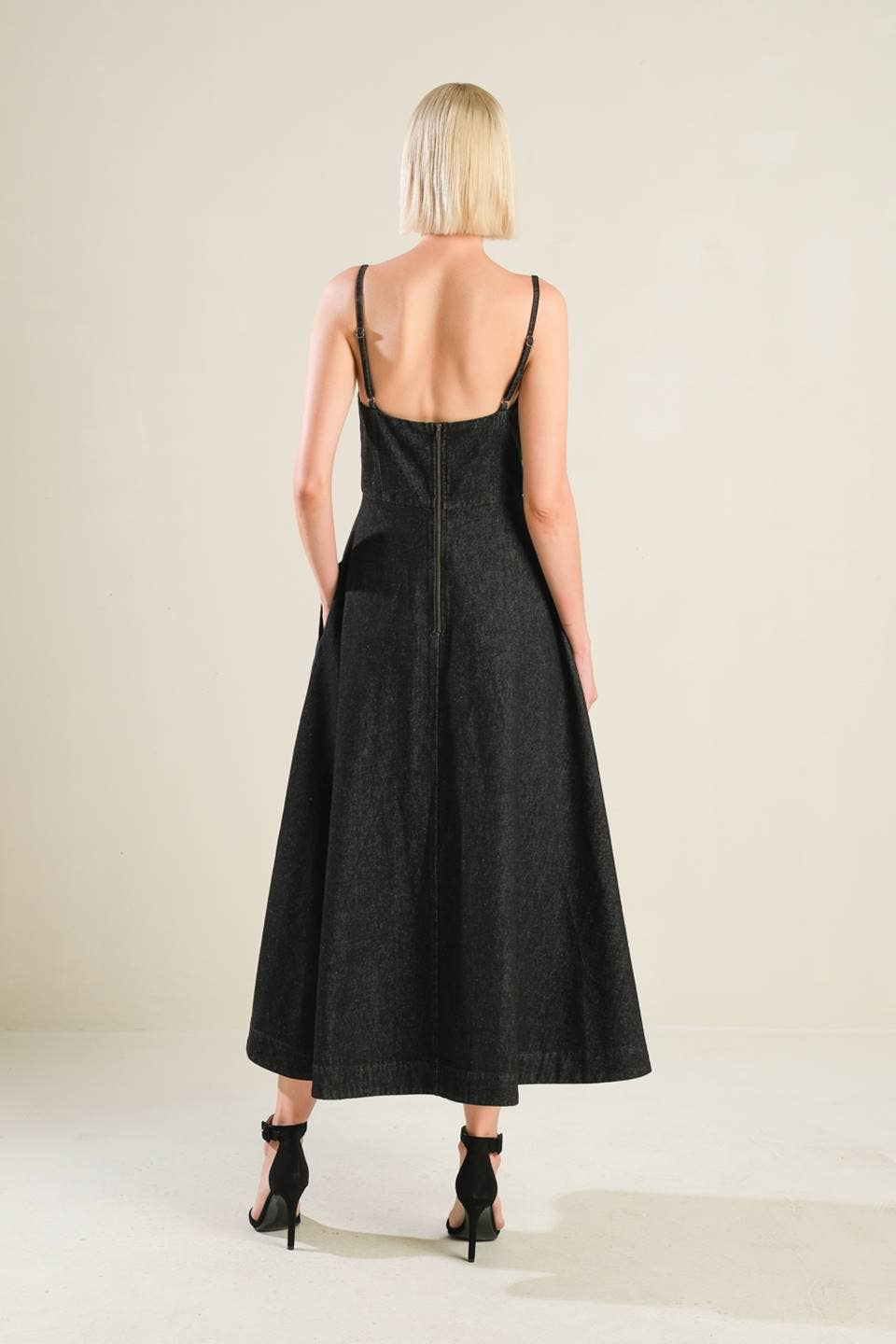 Black Denim Midi Dress