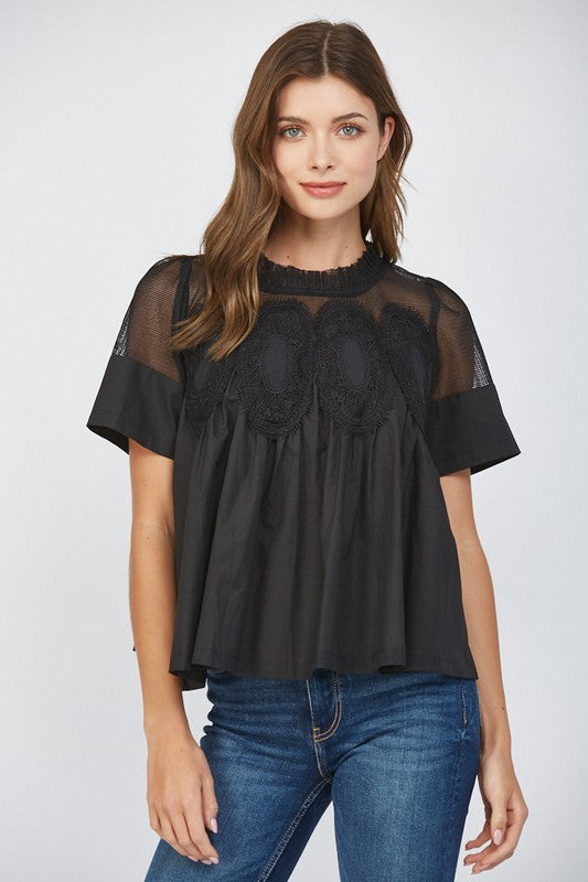 Black Mesh Combined top w/Applique