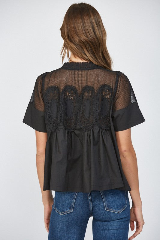 Black Mesh Combined top w/Applique