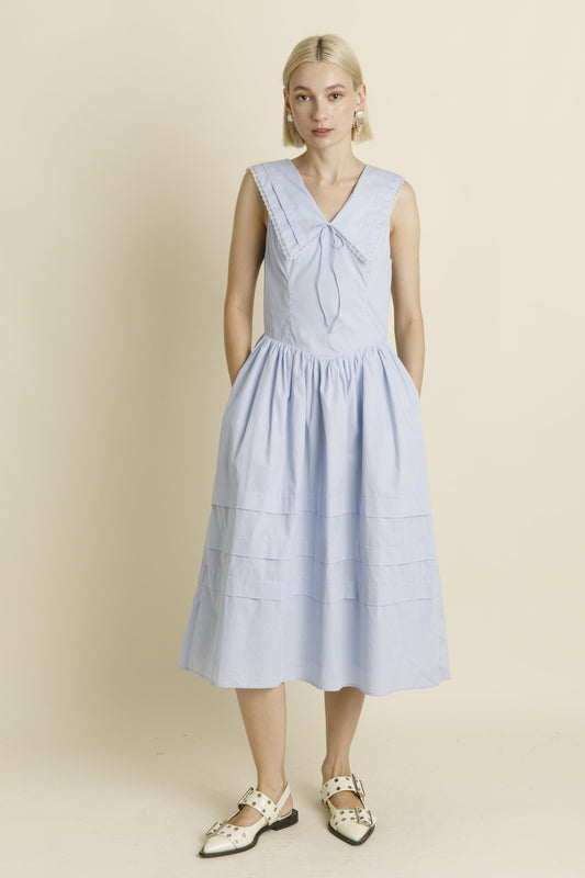 Blue Sailor Chic Midi Dress