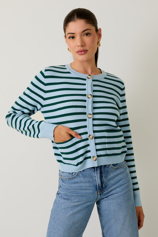 Blue/Green Stiped Cardigan