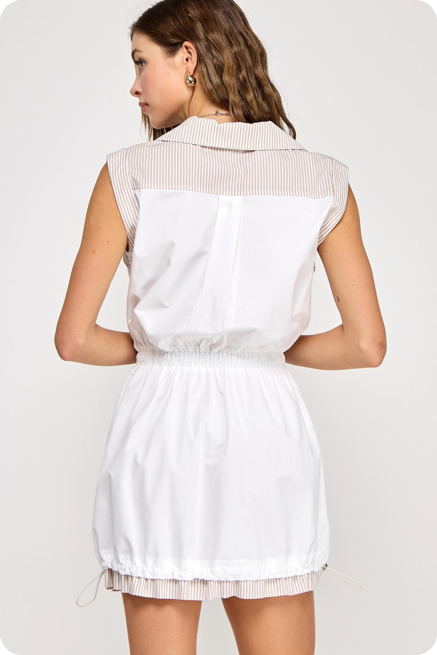 White Poplin Sleeveless Dress