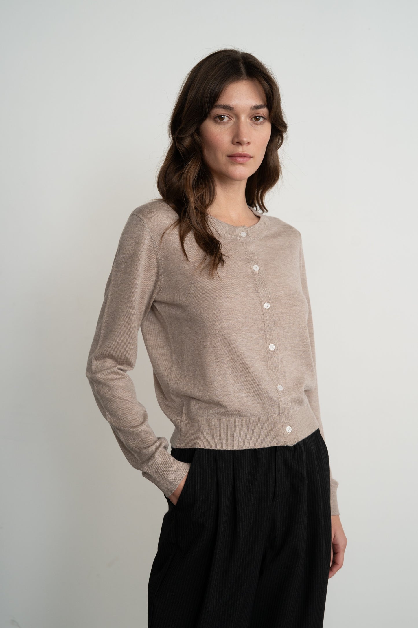 Soft Crew Neck Cardigan
