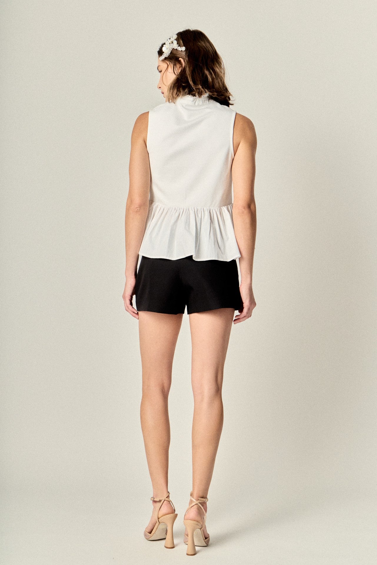 White Sleeveless Ruffle Top