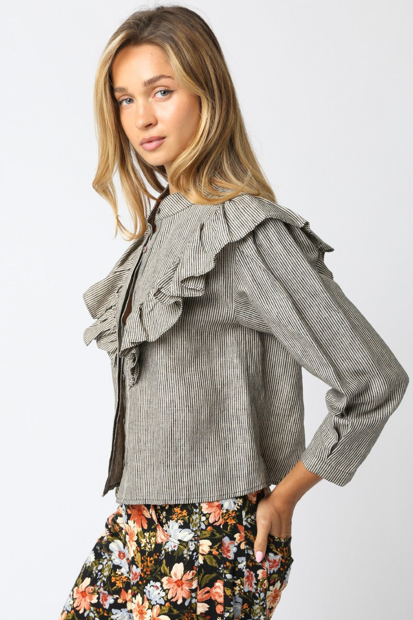 Tiana Striped Ruffled Top
