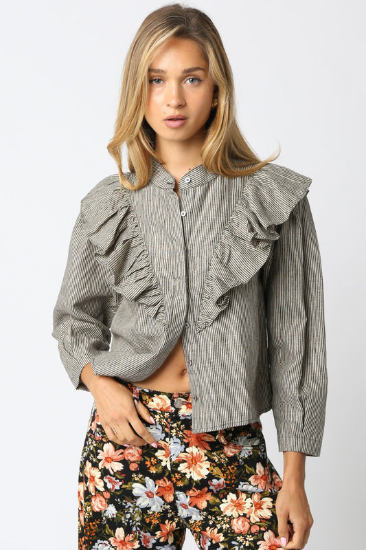Tiana Striped Ruffled Top