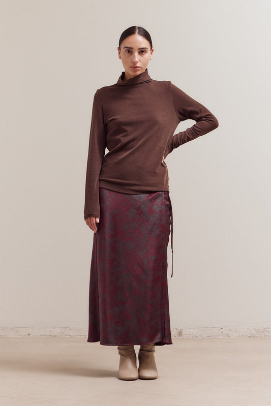 Dark Chocolate Brush Mock Neck Top