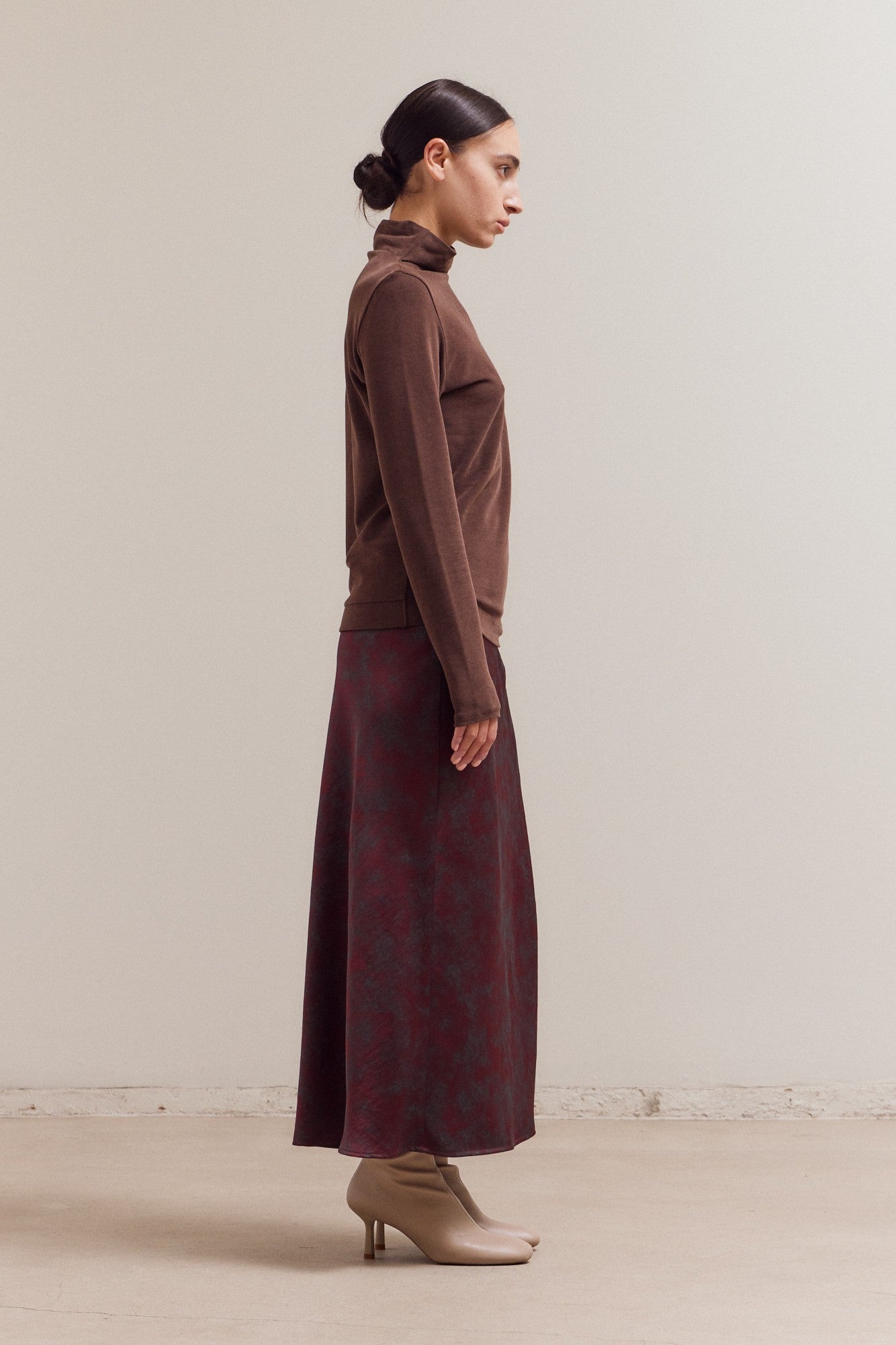 Dark Chocolate Brush Mock Neck Top