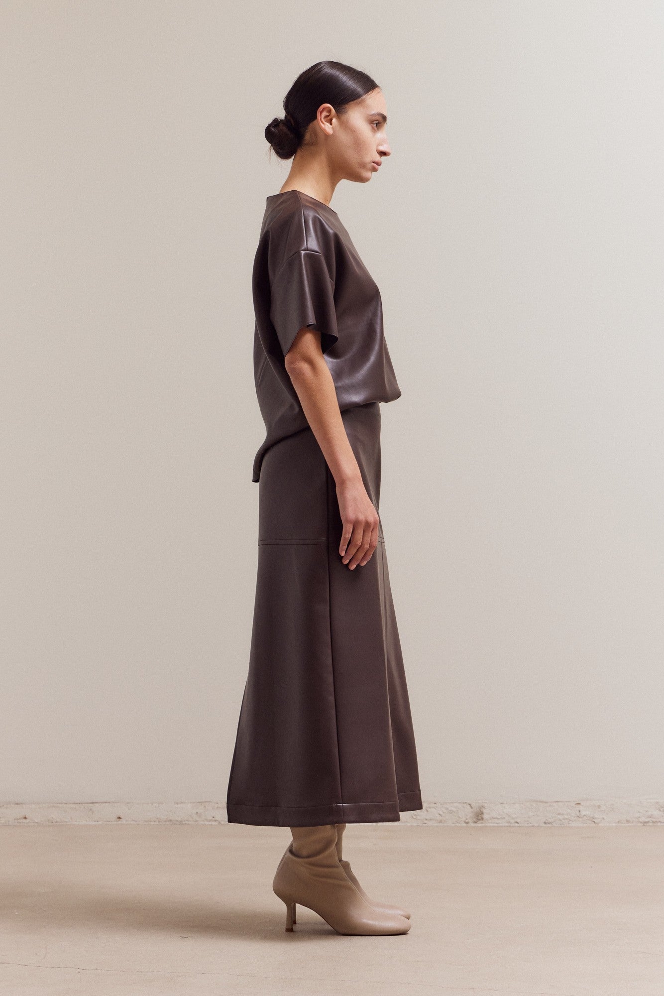 Vegan Leather Pencil Skirt - Espresso