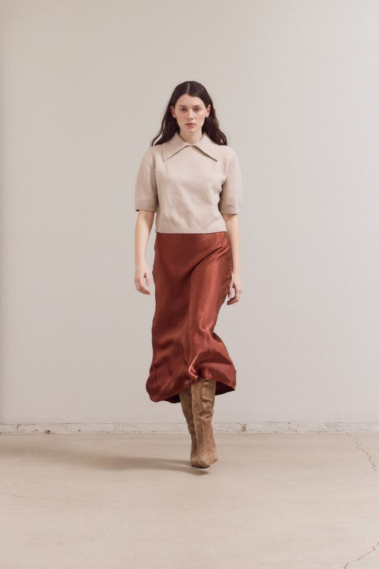 Satin Maxi Skirt - Red Clay
