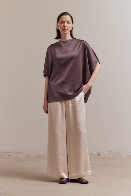 Draped Loose Fit Top - Aubergine
