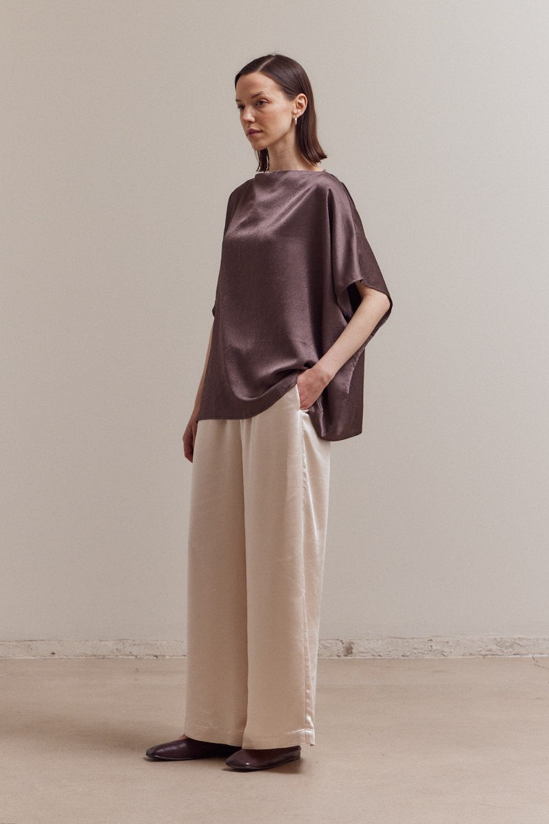 Draped Loose Fit Top - Aubergine
