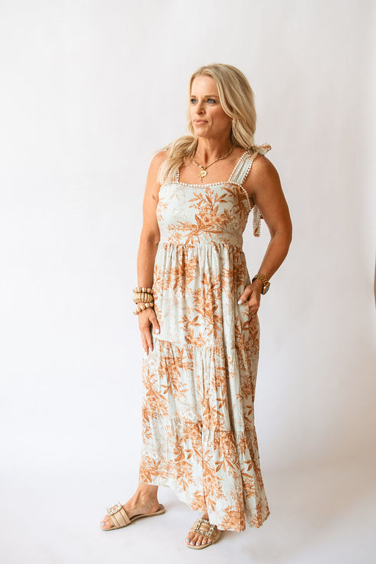 Lace Trim Floral Summer Maxi Dress