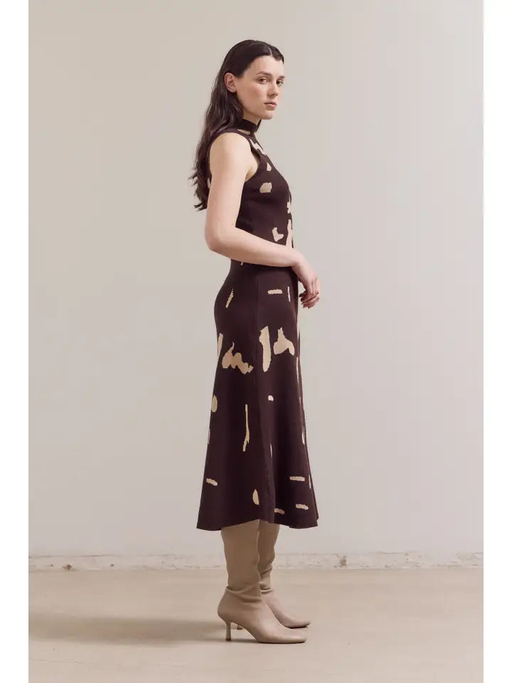 Fitted Knit Maxi Dress - Chocolate