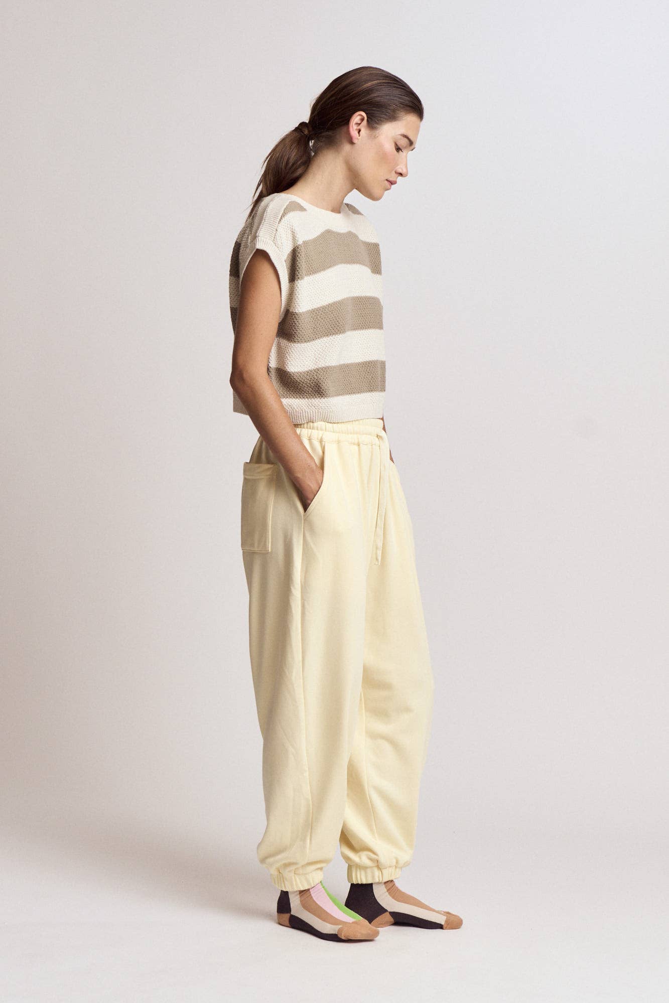  DROP SHOULDER STRIPE KNIT TOP