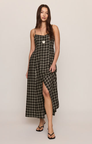 Angel Eyes Plaid Midi Dress