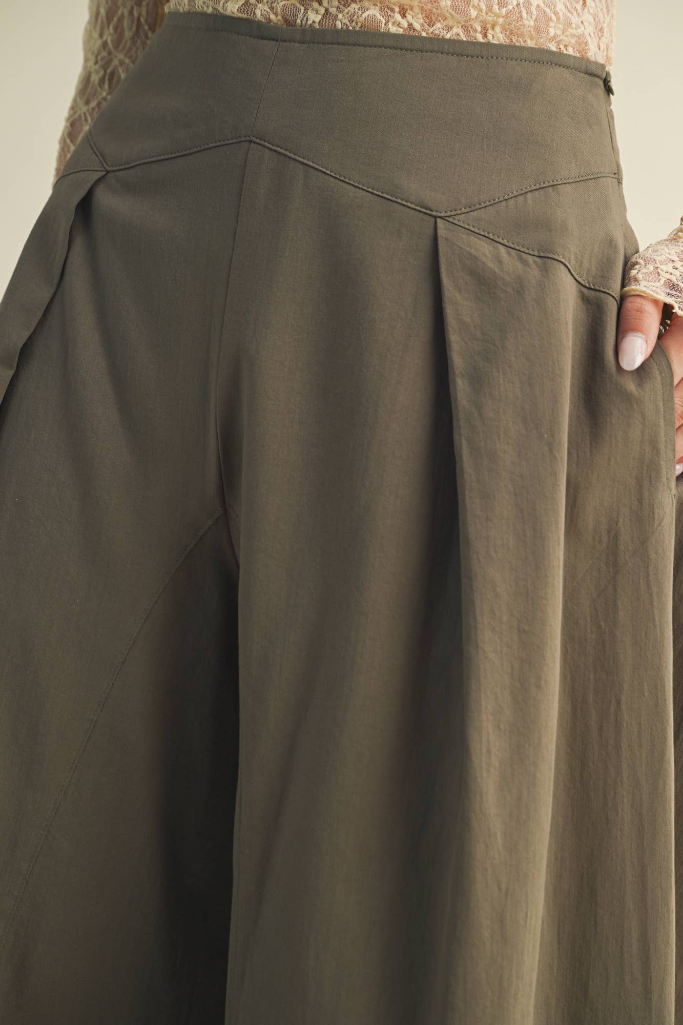 Moss Green Palazzo Trouser Pants