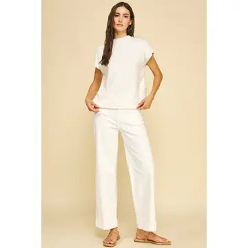 Off White Sweater w/Side Shirring