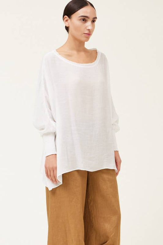 SMOCKED SLEEVE BLOUSE