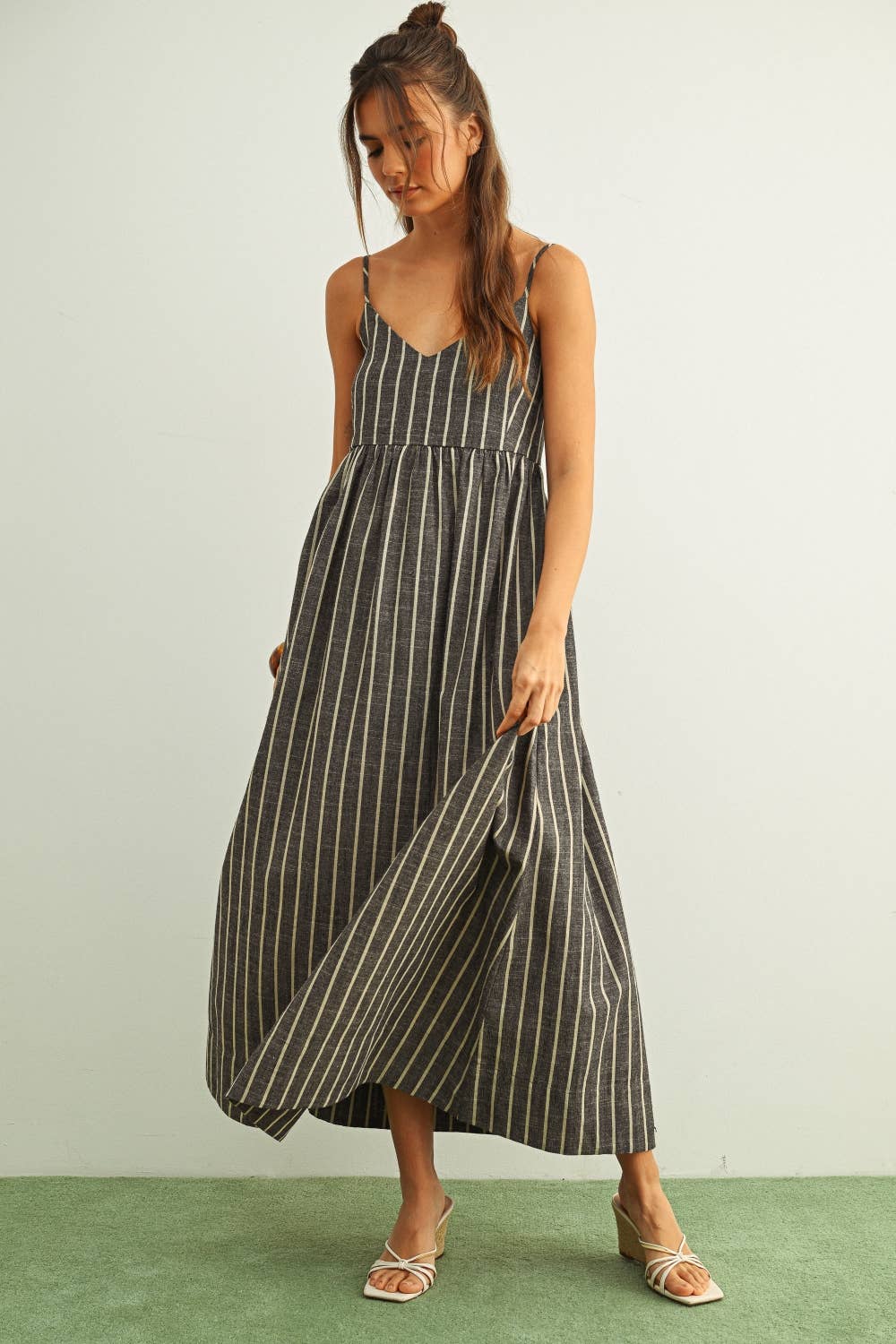 STRIPE PATTERN LONG DRESS