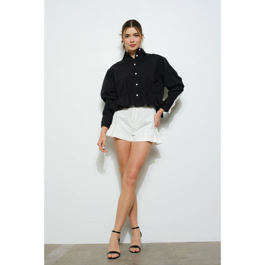 BLK Long Sleeve Shirt with Peplum Detail