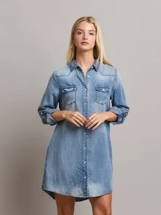 Denim Button Down Shirt Dress