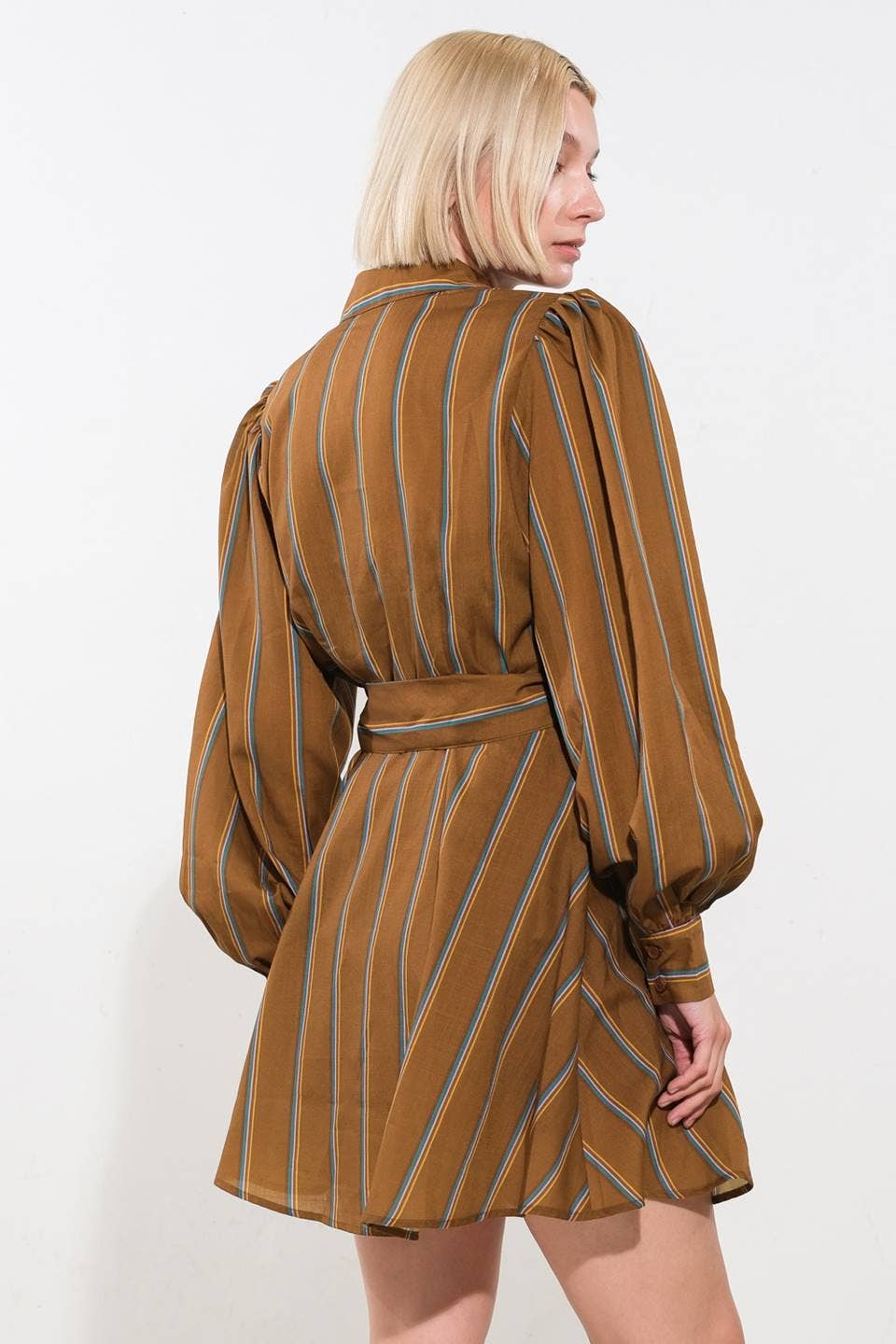 Brown Stiped Mini Dress