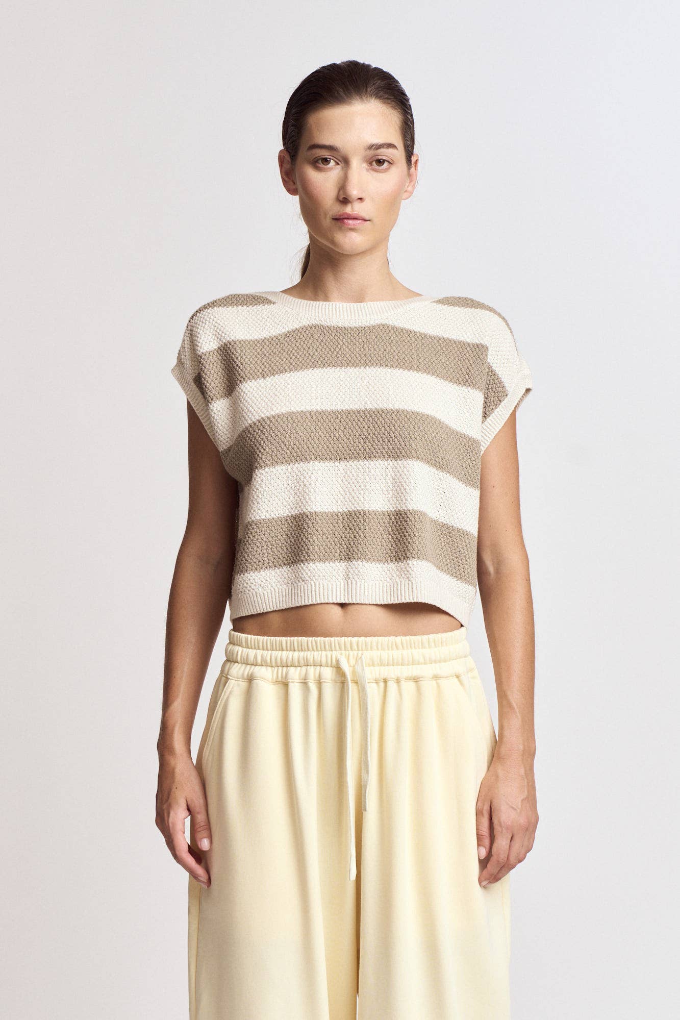  DROP SHOULDER STRIPE KNIT TOP