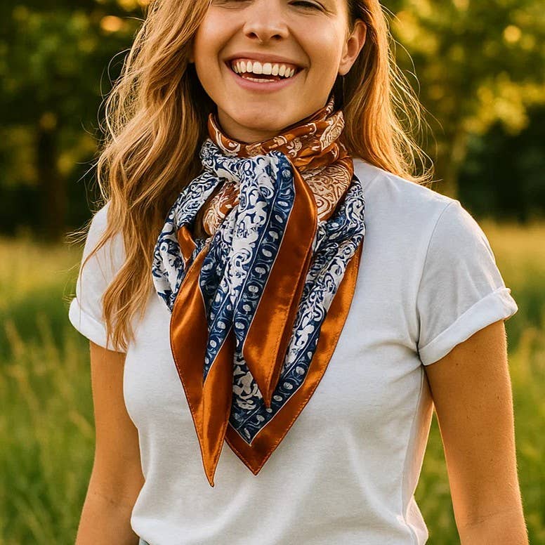 Rust & Navy Paisley Wild Rag/Scarf