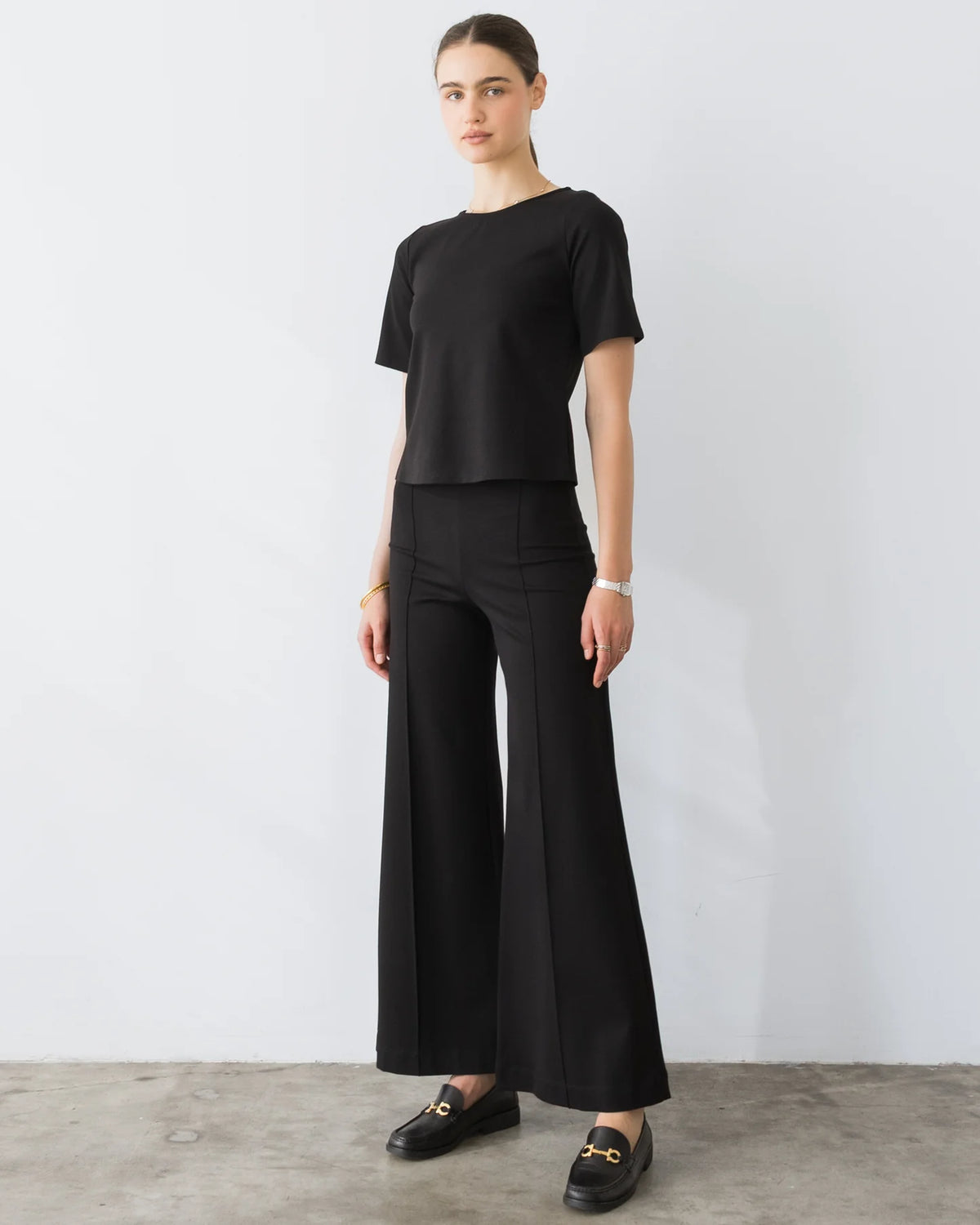 Ponte Knit Standard Wide Leg Pant
