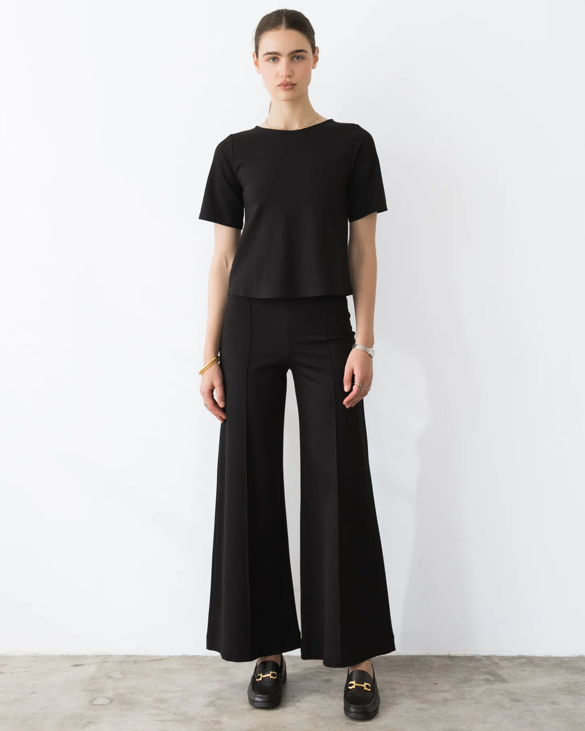 Ponte Knit Standard Wide Leg Pant