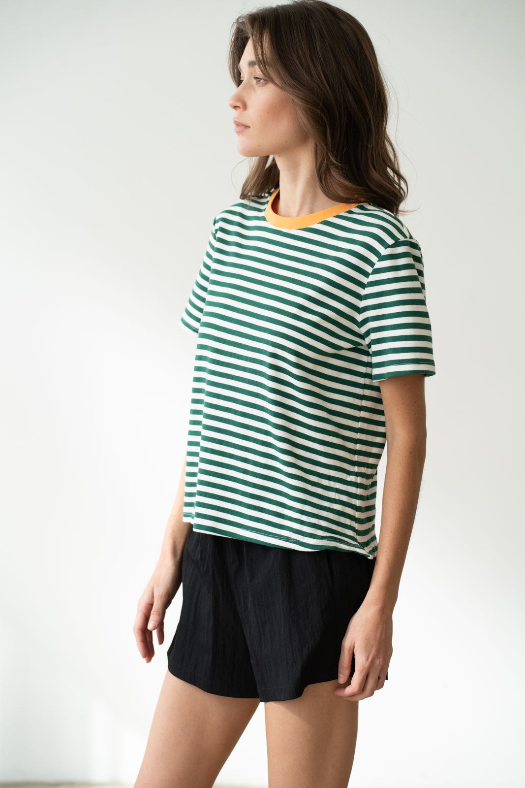 Green & White Striped T-Shirt