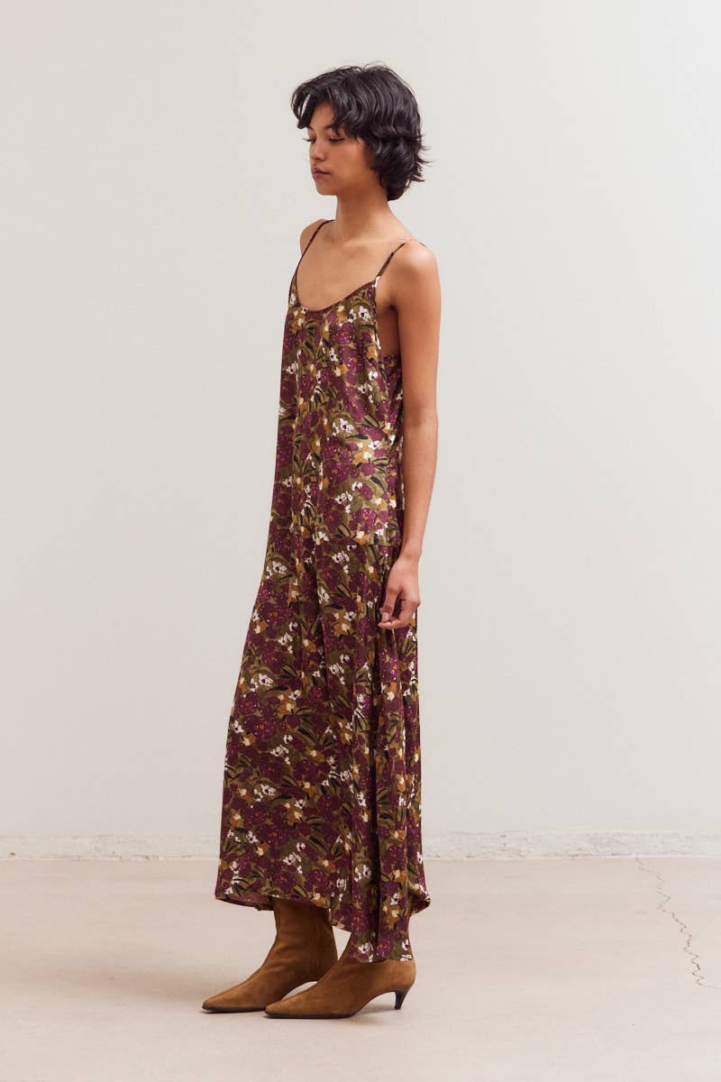 Dark Jewel Floral Print Maxi Dress