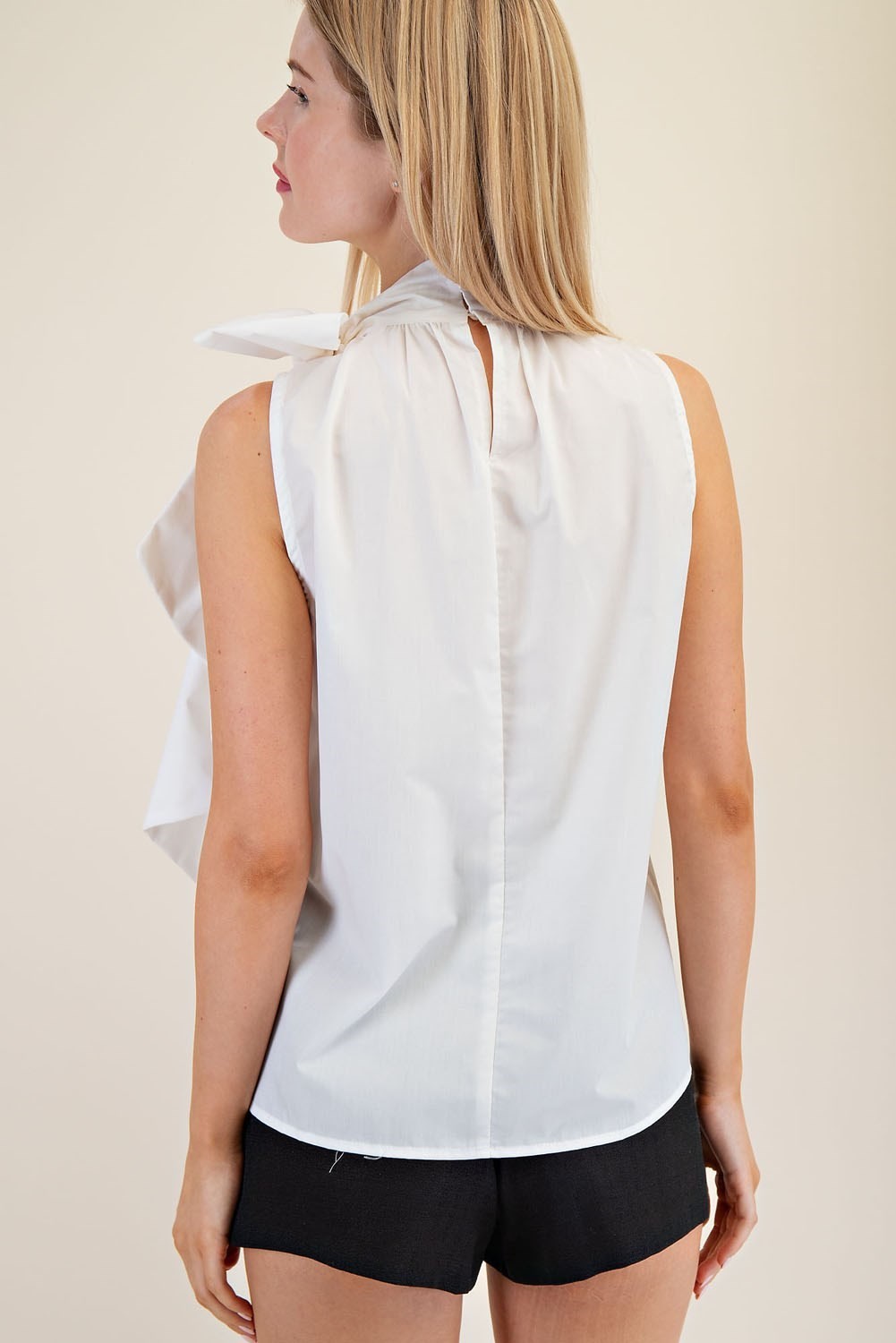 White Halter Bow Top