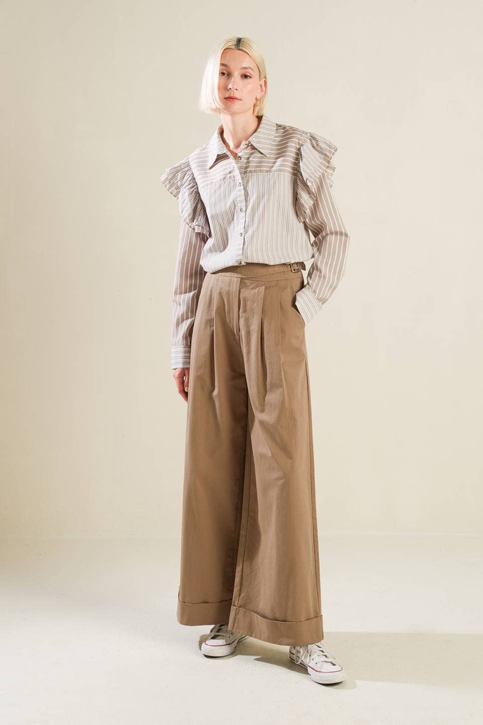 Taupe Striped Top