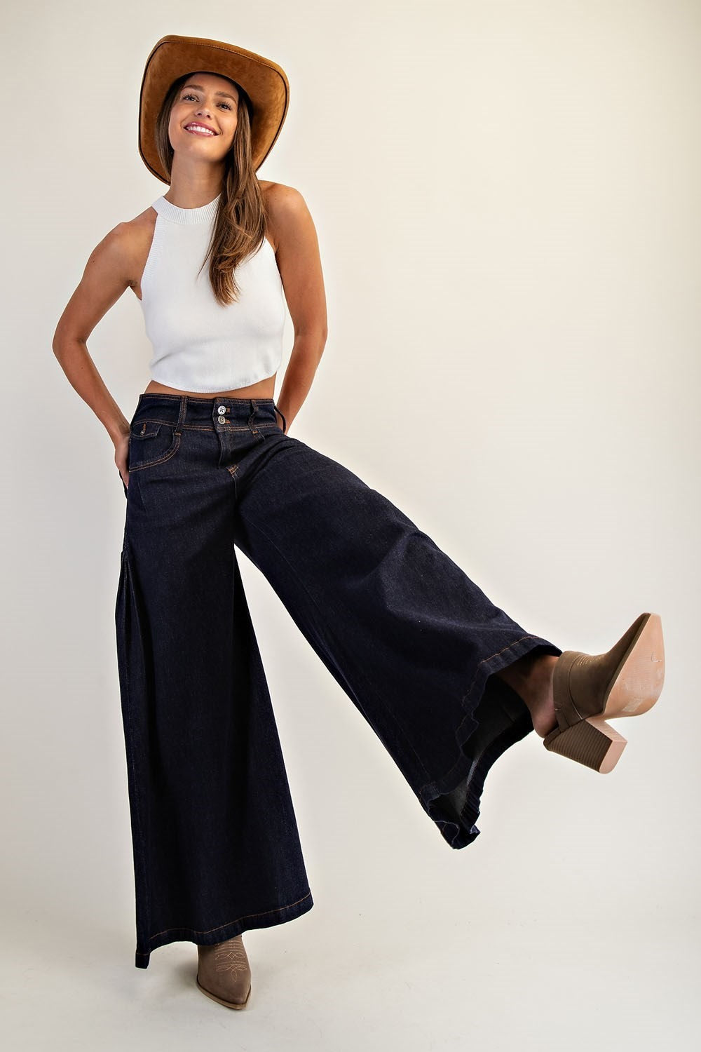 Denim Wide Leg Palazzo Jeans