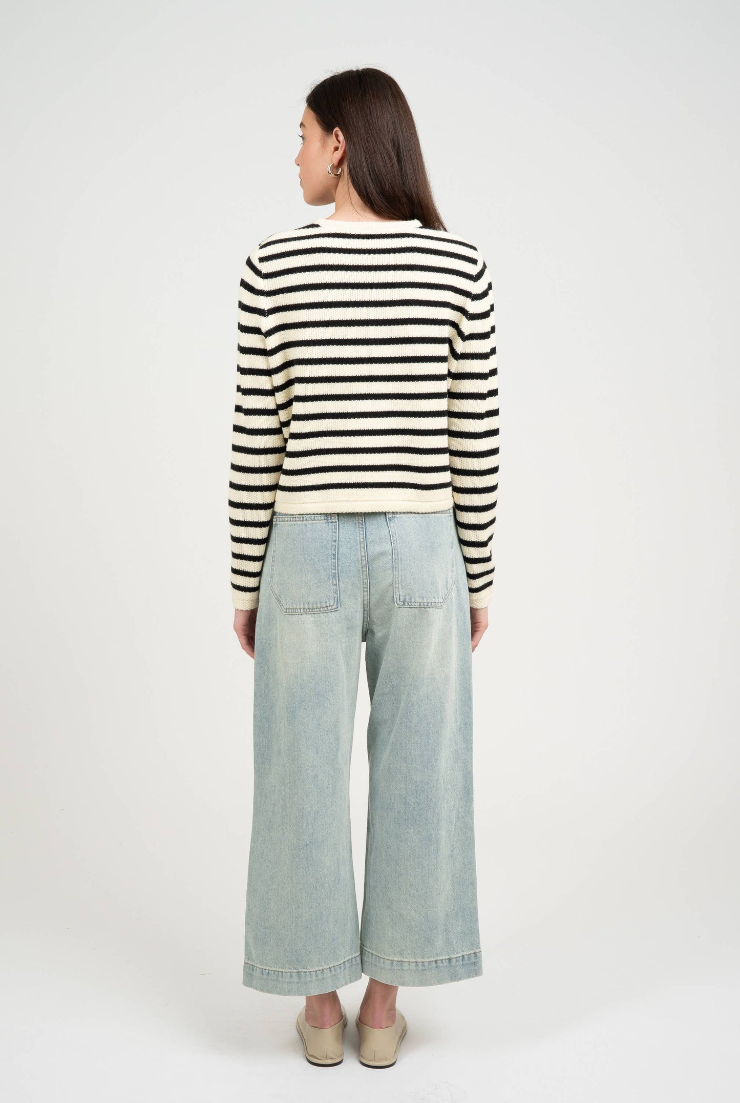 BUTTON UP STRIPED SWEATER CARDIGAN