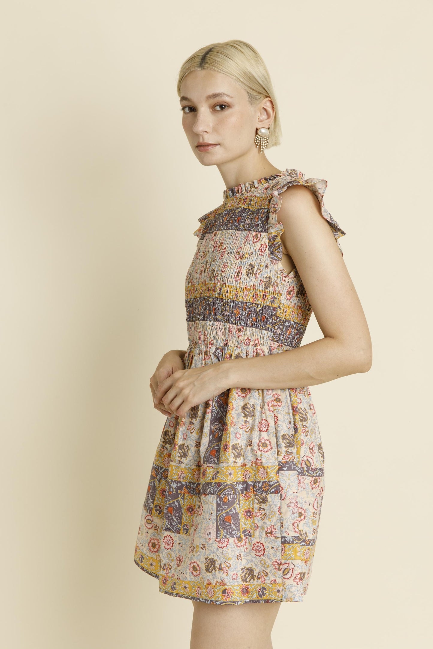 Paisley Charm Smocked Mini Dress