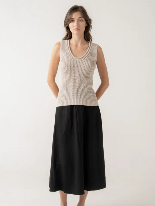 Open Stich Sleeveless Knit top - Beige