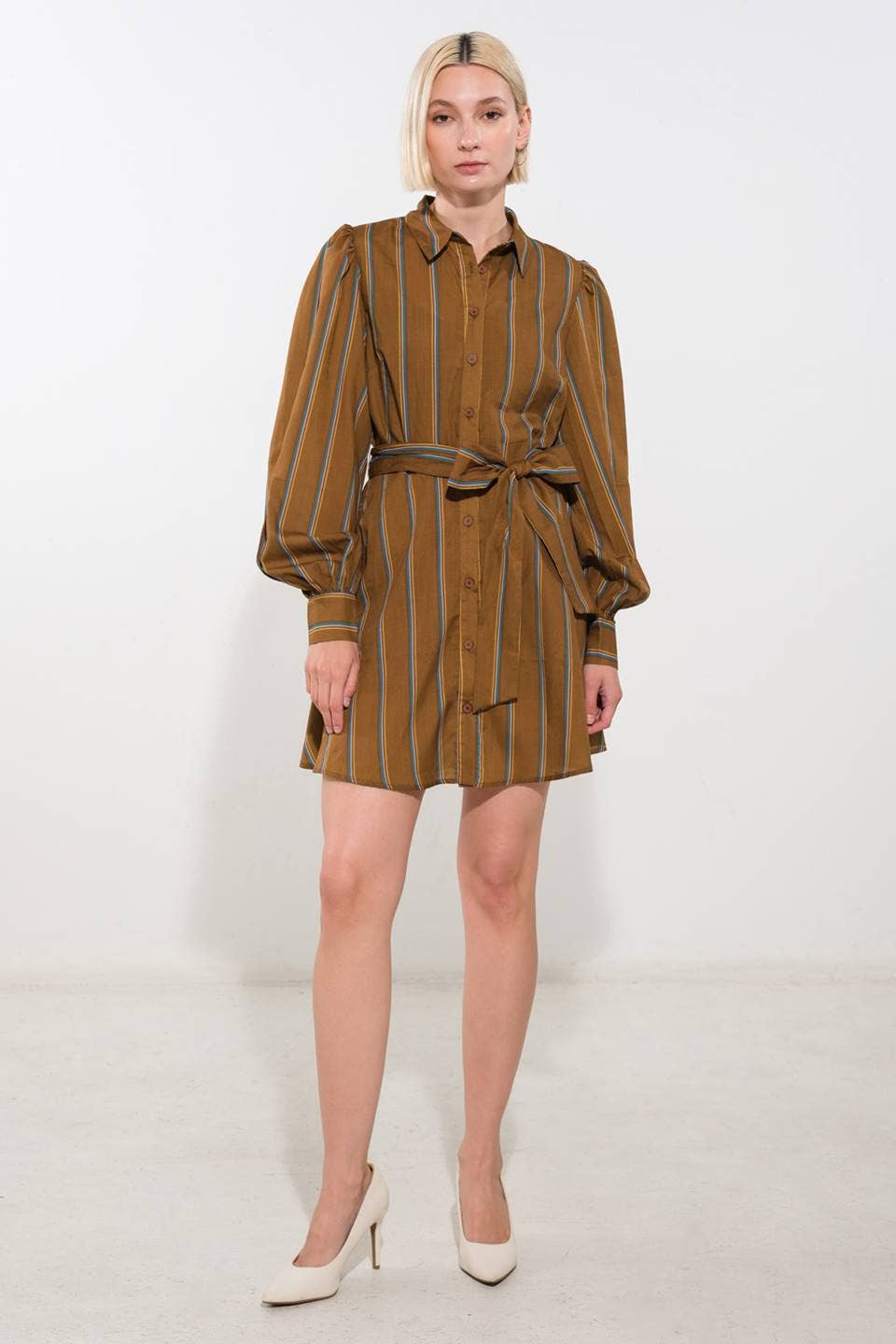 Brown Stiped Mini Dress