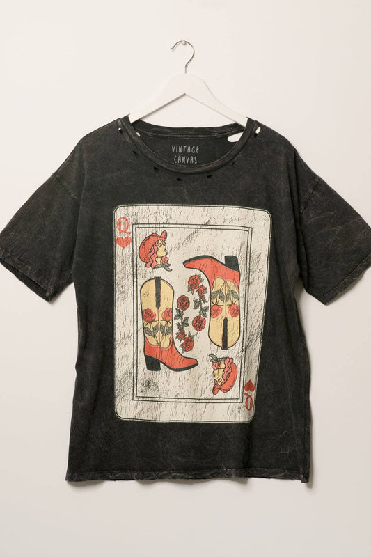 Queen Cowgirl Card Short Sleeve Western Graphic Print Tee