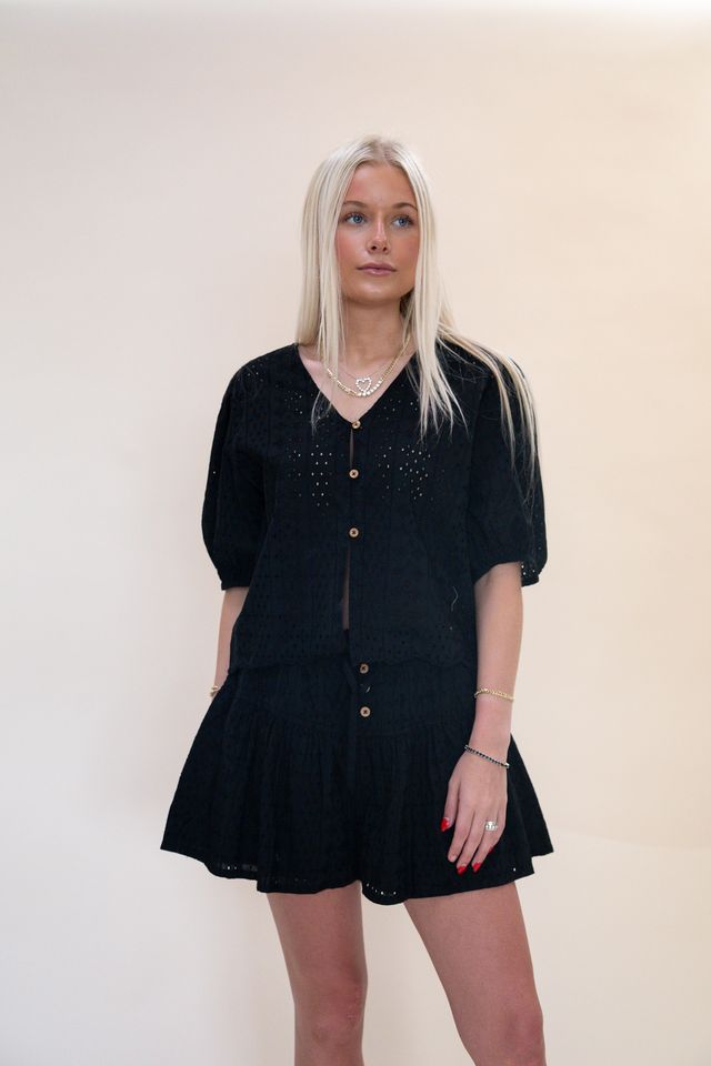 Black Eyelet Top