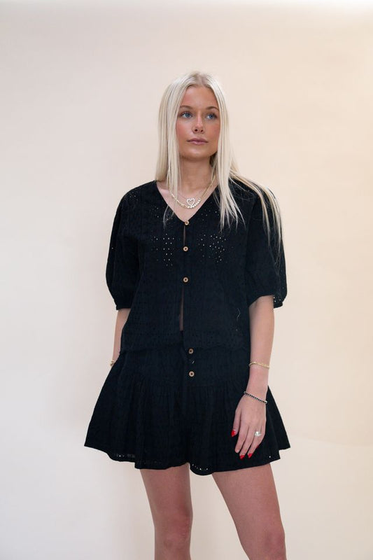 Black Eyelet Shorts