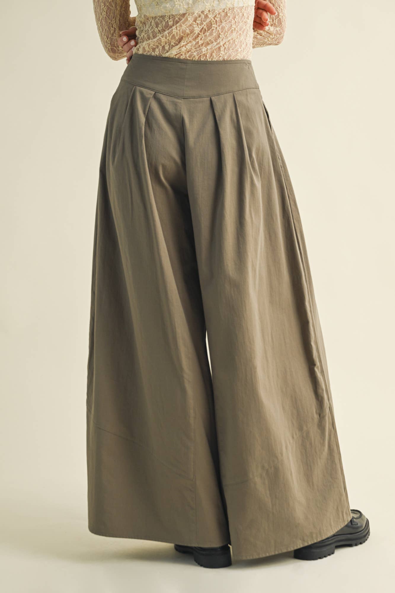 Moss Green Palazzo Trouser Pants