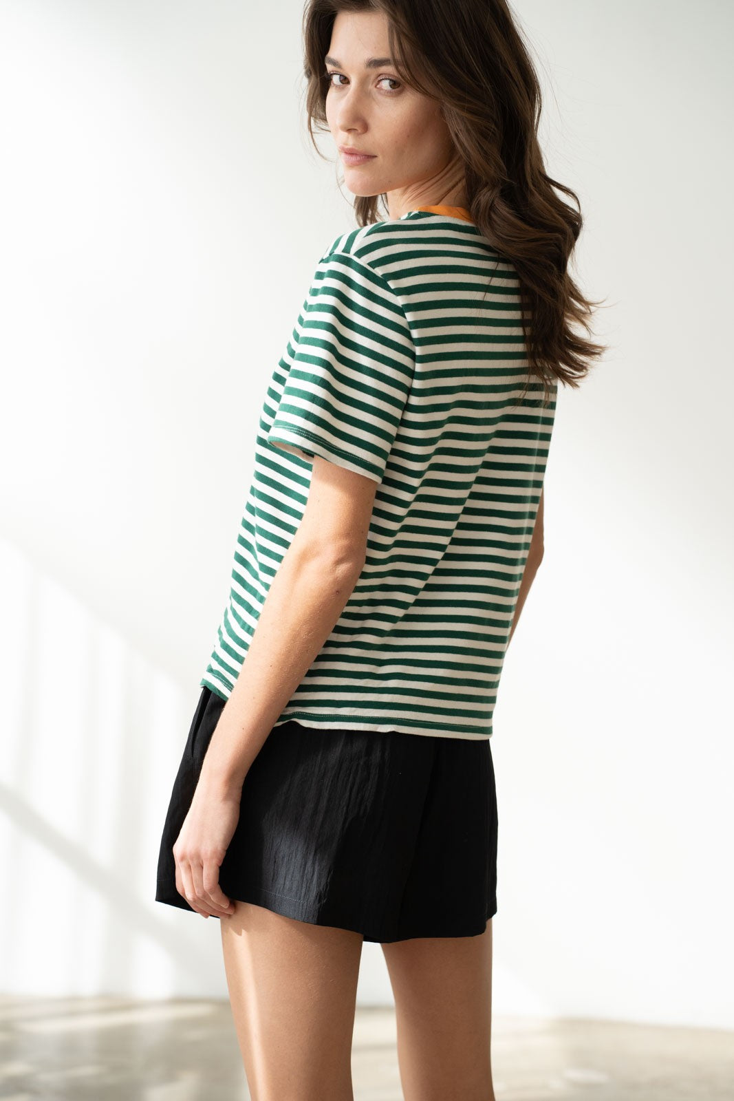 Green & White Striped T-Shirt